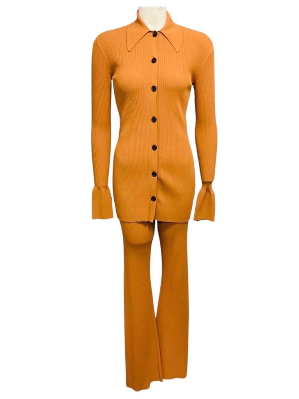 A.L.C. Light Brown Viscose Knit Eleanor Cardigan and Logan Pant